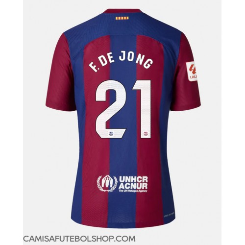 Camisa de time de futebol Barcelona Frenkie de Jong #21 Replicas 1º Equipamento Feminina 2023-24 Manga Curta